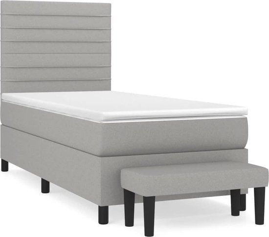 vidaXL Boxspring met matras stof lichtgrijs 90x190 cm