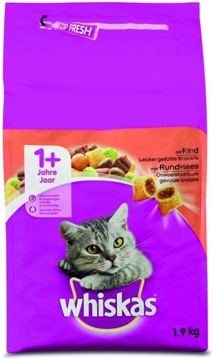 Whiskas Droog Adult Rund 1,9 kg - 6 stuks