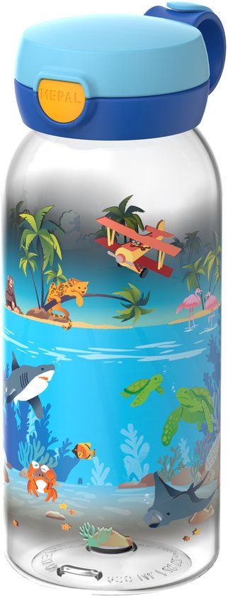 Mepal Drinkfles met flipdop Campus - 600 ml - Waterfles kinderen - Lekdicht - Hygiënische deksel - Tropical Ocean