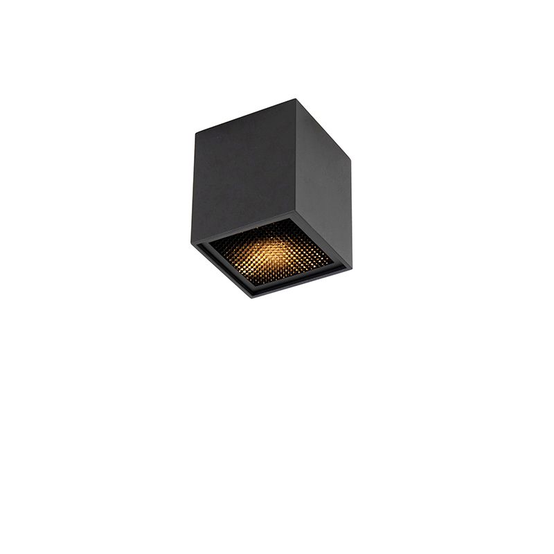 QAZQA qubo - Plafond spot - 1 lichts - L 82 mm - Zwart