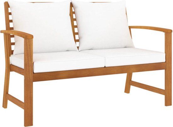 vidaXL Tuinbank met crèmekleurig kussen 120 cm massief acaciahout