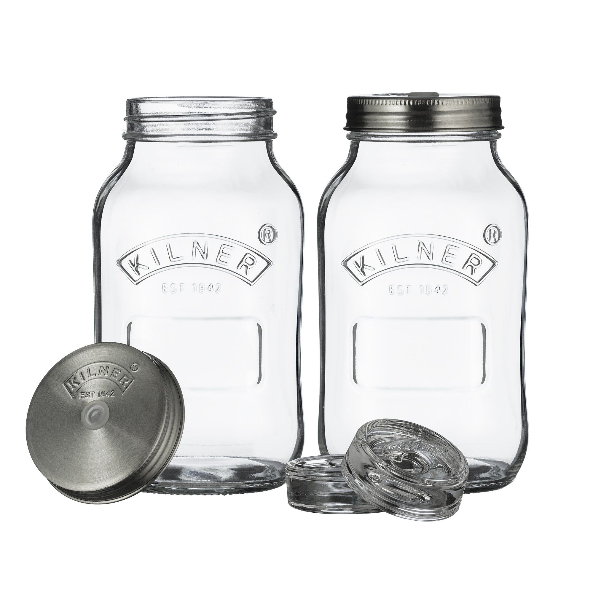 Kilner Fermentatie Set - 2 x 1L Voorraadpotten - Transparant