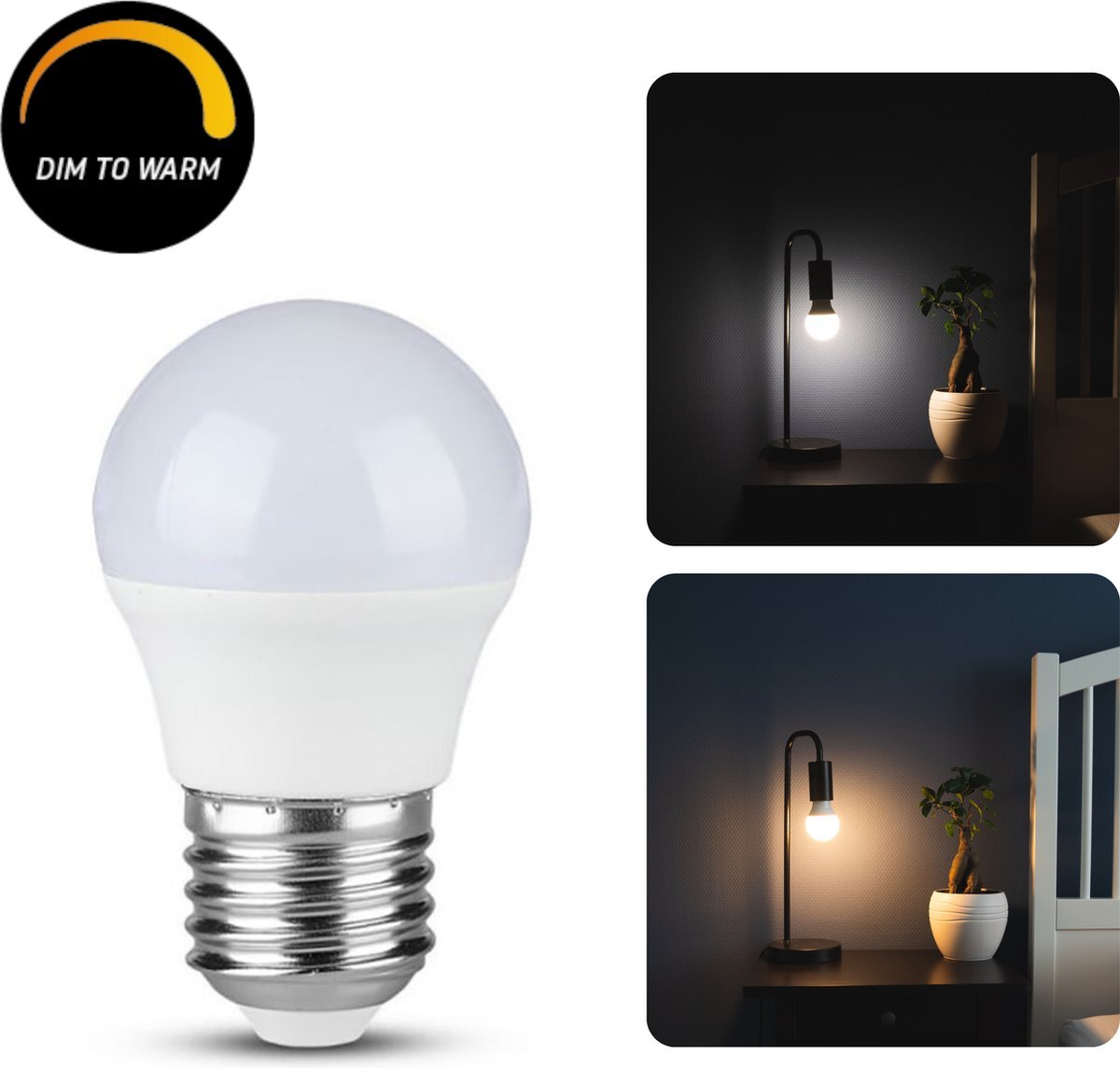 Proventa Proventa® Dimbare LED Lamp E14 bol - Dimbaar naar extra warm wit - 5.5W vervangt 40W