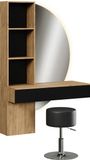 Vicco Melora Kaptafel set met kruk – 100 cm met LED-spiegel en kruk Eiken/zwart