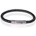 TJ Tom Jaxon Tom Jaxon Heren armband geweven leer met Edelstaal Zilverkleurig Zwart-21cm