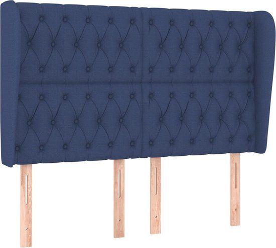 vidaXL Hoofdbord Stof Blauw 147x23x118/128 cm