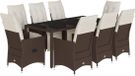 vidaXL Ensemble de jardin 9 pièces Poly rotin marron avec coussins