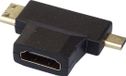 PremiumCord HDMI naar Mini HDMI en Micro HDMI adapter, verguld, HDMI bus naar Mini HDMI stekker en Micro HDMI stekker