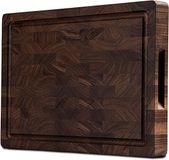 VDN Professionele Snijplank Walnoot Hout met Sapgeul en Handvaten – Anti-slip Borrelplank - Hakblok Kopshout 26x38x3.5 cm