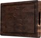 VDN Professionele Snijplank Walnoot Hout met Sapgeul en Handvaten – Anti-slip Borrelplank - Hakblok Kopshout 26x38x3.5 cm