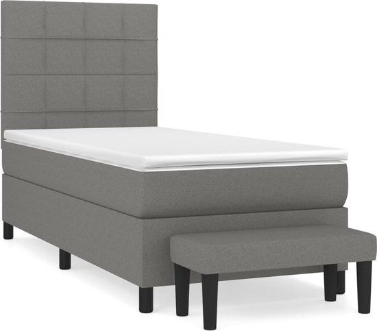 vidaXL Boxspring bed met matras - stof - donkergrijs - 90x200 cm