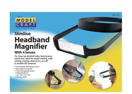 Modelcraft POP1763 Hoofdband Loep – Vergrootbril met Verwisselbare Lenzen – Handsfree Precisiebril voor Modelbouw, Elektronica & Hobby