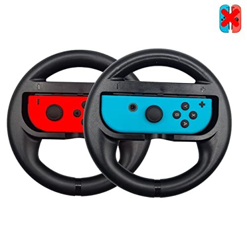 GG Acc by GoGik 2 Black Steering Wheel Grips compatibel met Nintendo Switch/OLED Joy-Con - Ideale grips voor multiplayer en mobiel spelen - Ergonomische grip - Links- en rechtshandig compatibel