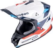 Scorpion VX-16 Evo Air Rod Wit Rood Blauw Crosshelm - Helm