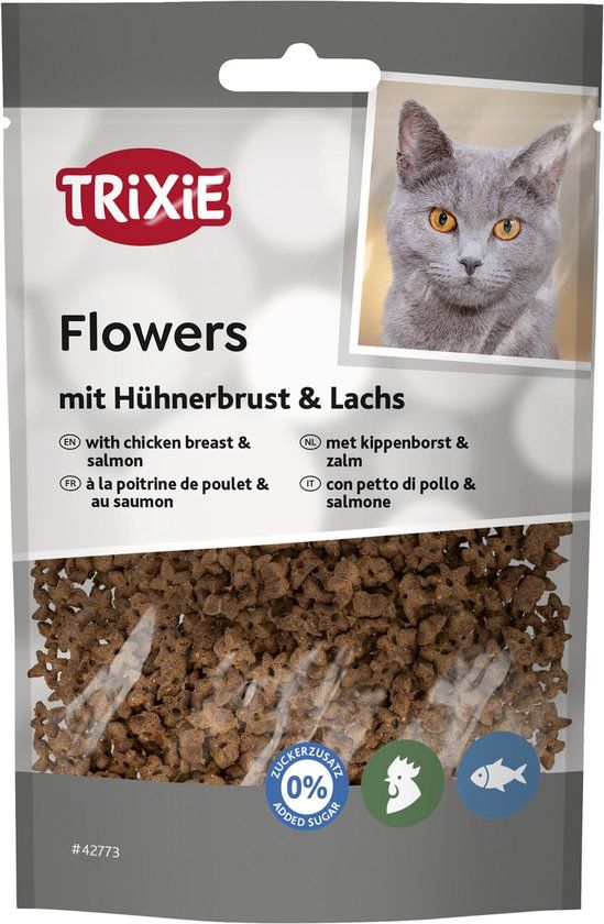 Trixie Kattensnack Kippenborst en Zalm - Zachte Mini-Snoepjes 50gr