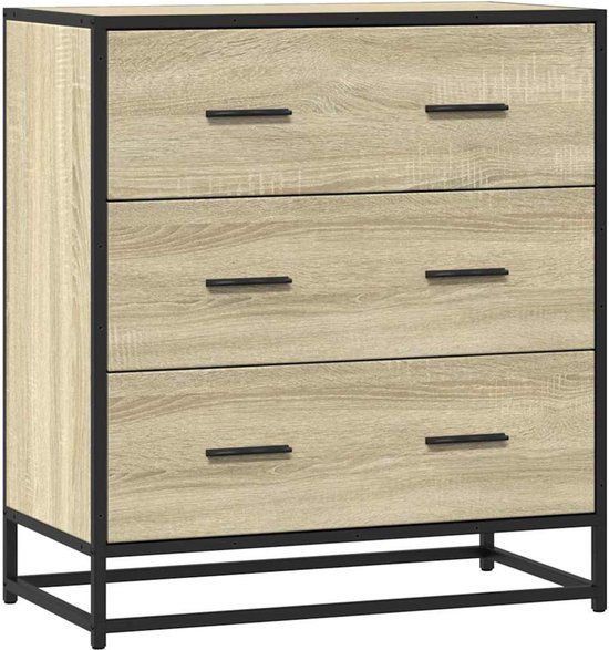 vidaXL Dressoir 68x35x76 cm bewerkt hout en metaal sonoma eikenkleur