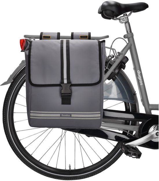 Beagles Bicycle Originals Fietstas - Dubbel - Waterafstotend - Overslag - 2 x 17 L - Grijs