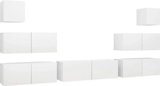 vidaXL 7-delige Tv-meubelset bewerkt hout wit