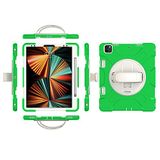 Merkloos / Sans marque iPad 10.2 2019/2020/2021 generatie hoes met displaybeschermfolie potloodhouder kickstand polsband 360 draaibare polsband standaard duurzame beschermhoes (groen)