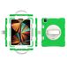 Merkloos / Sans marque iPad 10.2 2019/2020/2021 generatie hoes met displaybeschermfolie potloodhouder kickstand polsband 360 draaibare polsband standaard duurzame beschermhoes (groen)