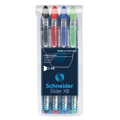 Schneider Slider Basic - Balpennen - Meerkleurig - 4 stuks