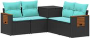 vidaXL Canapé - 5 pièces - Noir et Bleu - 179 x 179 x 85 cm