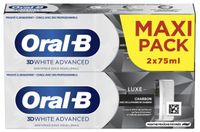 Oral-B 3D White Advanced Dentifrice Luxe Charbon de bois Lot de 2 x 75 ml