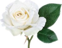 Mica Decorations Kunstbloem roos Emy - wit - 31 cm - kunststof - decoratie bloemen