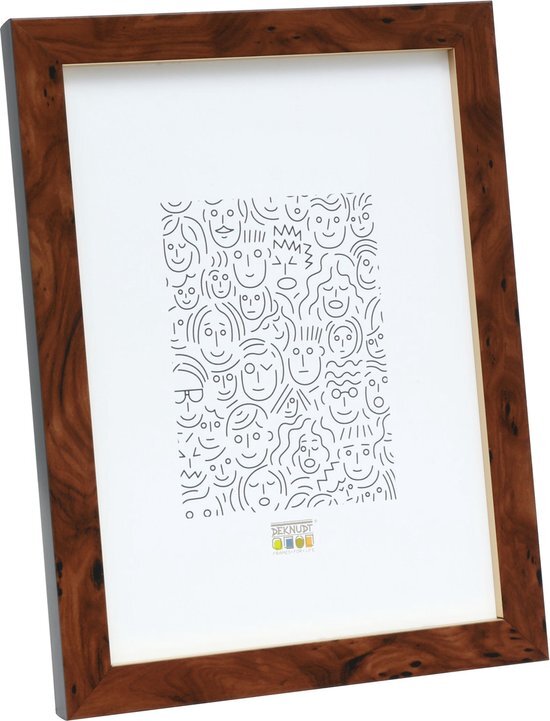 Deknudt Frames fotokader wortelhout met goudkleurig biesje, 1.4 cm breed