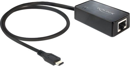 DeLOCK USB-C naar RJ45 Gigabit Ethernet LAN adapter - USB3.0 - CAT6 - Zwart - 0,25 meter
