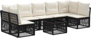 vidaXL Banc de jardin 8 pièces Noir polyrotin