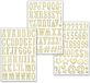 Autocollants alphanumériques sans marque - Lettres et chiffres dorés - 3 feuilles 1 pouce