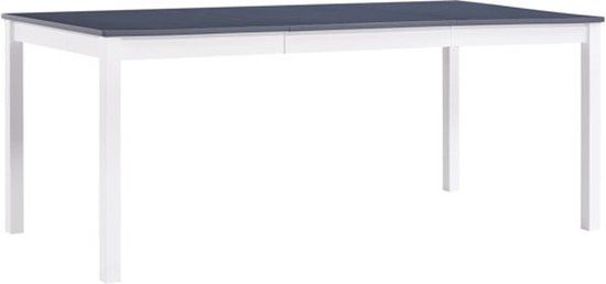 vidaXL Eettafel 180x90x73 cm grenenhout wit en grijs