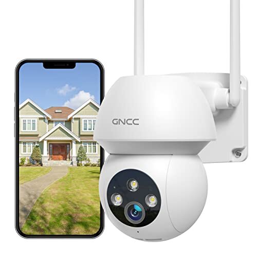 GNCC 2K wifi-camera voor binnen, 360 graden, PTZ externe videocamera met nachtzicht, automatische tracking, IP66, waterdicht, bewegingsdetectie