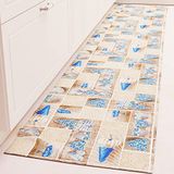 PETTI Artigiani Italiani - Vloerkleed voor keuken, loper voor keuken, antislip en wasbaar, 52 x 240 cm, design Lidia, blauw, 100% Made in Italy