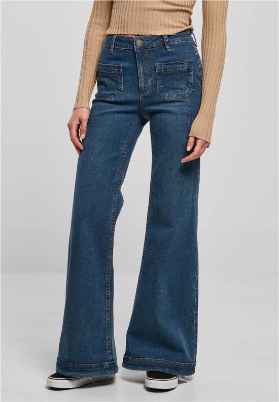 Urban Classics Vintage Denim Flared Jeans - W28 - Donkerblauw