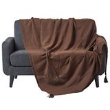 HOMESCAPES - Rajput geribbelde plaid 90 x 100 inch effen chocolade handgemaakt 100% katoen