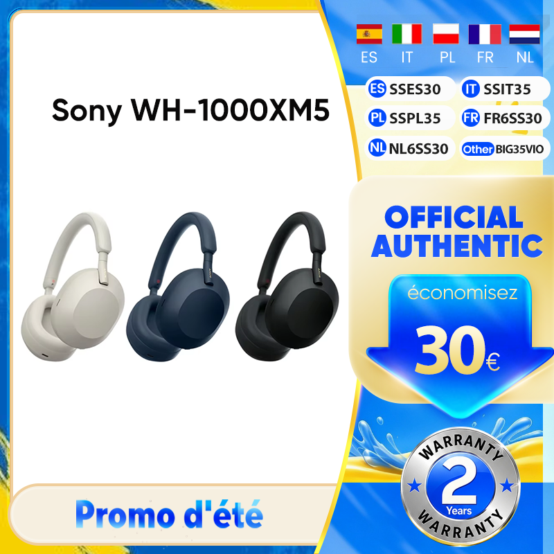 Sony Originele Sony WH-1000XM5 draadloze actieve noise-cancelling hoofdtelefoon met 30 mm speciaal ontworpen driverunit