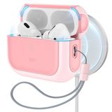 ESR Housse de protection pour Airpods Pro 2/1, compatible avec AirPods Pro 2023/2022/2019 (câble USB-C/Lightning), compatible MagSafe, protection hybride contre les chutes, rose