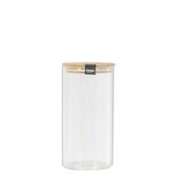 COOK CONCEPT KA4371 voorraadpot, 1,2 l, borosilicaatglas, bamboe, transparant, 10,3 x 10,3 x 20 cm