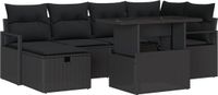 vidaXL Tuinbank - Set - 12-st - Polyrattan - Zwart/Zwart - 2 zitplekken