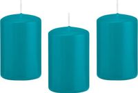 Trend Candles Cilinderkaars/stompkaars - 12x - turquoise - 5 x 8 cm - 18 branduren