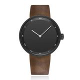 LGT JWLS Herenhorloge met Bruine Leren Band, Zwart Wijzerplaat en Zwarte Behuizing