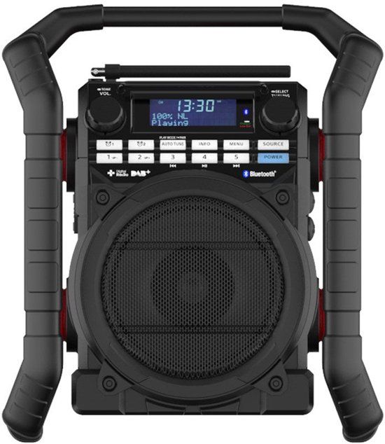 PerfectPro TEAMPLAYER 3 Bouwradio - FM/DAB+ - Bluetooth - USB - AUX - Oplaadbaar - Zwart