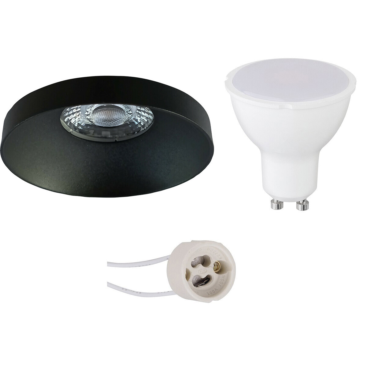 BES LED LED Spot Set - Pragmi Vrito Pro - GU10 Fitting - Dimbaar - Inbouw Rond - Mat Zwart - 6W - Natuurlijk Wit 4200K - Ã˜82mm