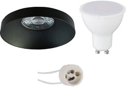 BES LED LED Spot Set - Pragmi Vrito Pro - GU10 Fitting - Dimbaar - Inbouw Rond - Mat Zwart - 6W - Natuurlijk Wit 4200K - Ã˜82mm