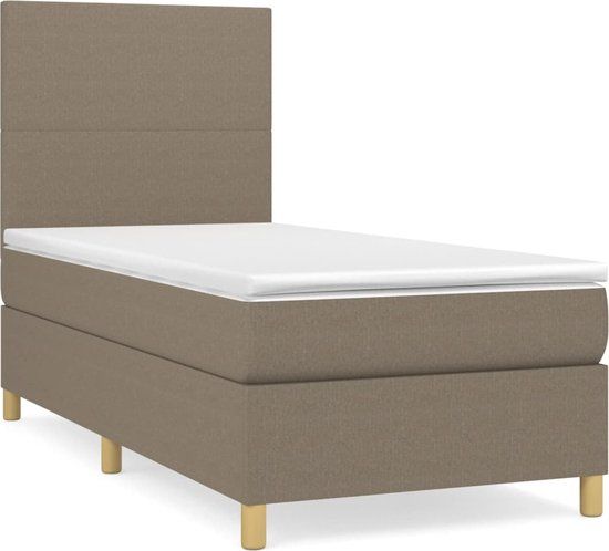 vidaXL Boxspring met matras stof taupe 80x200 cm
