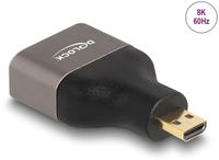 Delock HDMI Adapter Micro-D male to A female 8K 60 Hz grey metal