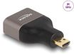 Delock HDMI Adapter Micro-D male to A female 8K 60 Hz grey metal