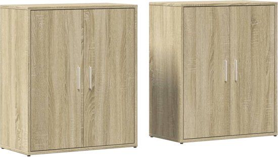 vidaXL Dressoirs 2 st 60x31x70 cm bewerkt hout sonoma eikenkleurig